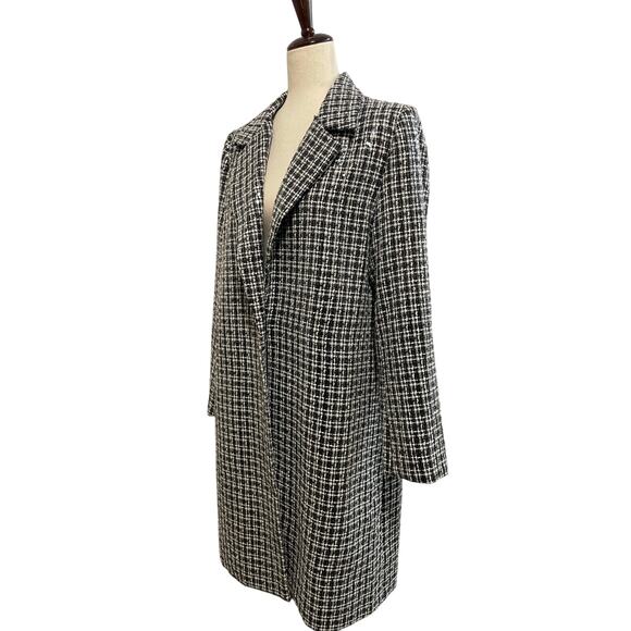 Anthropologie Mare Mare Sequin Tweed Coat Plaid Women’s M Black White New - Picture 4 of 16